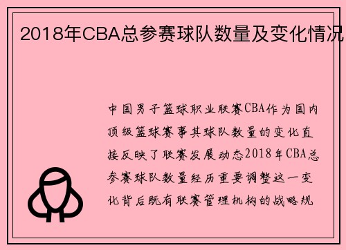 2018年CBA总参赛球队数量及变化情况