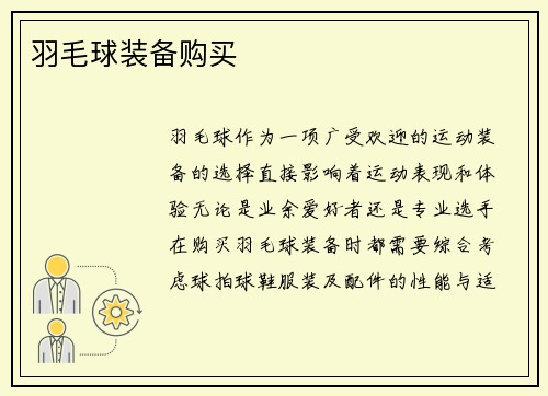 羽毛球装备购买